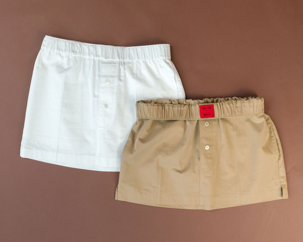 Mini poplin boxer skirt