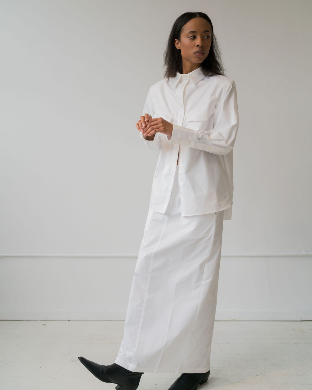 Long poplin boxer skirt