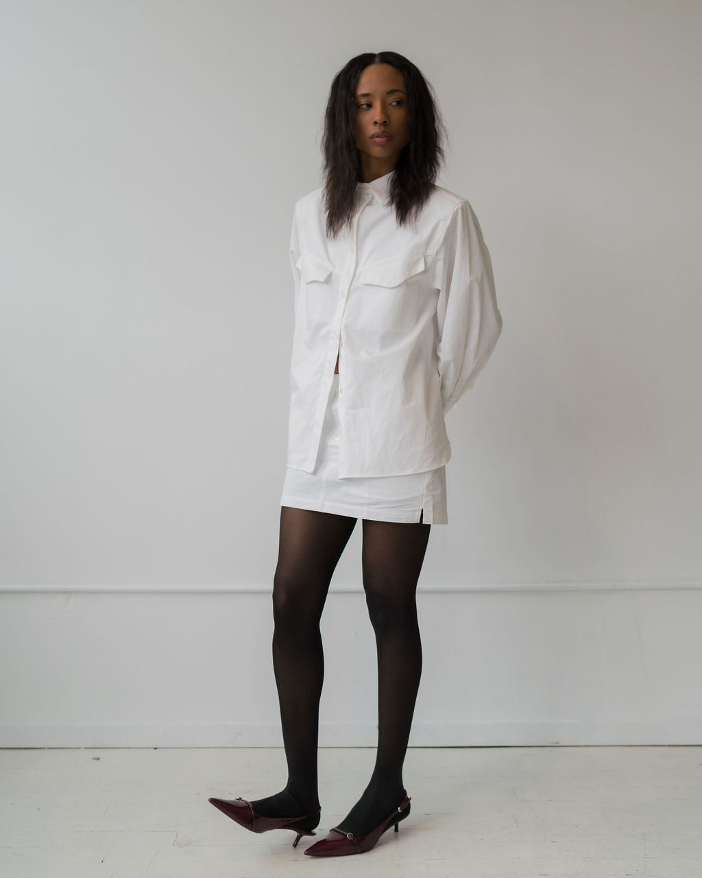 Mini poplin boxer skirt