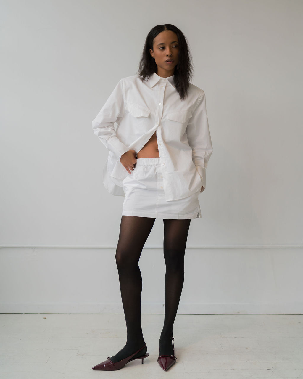 Mini poplin boxer skirt